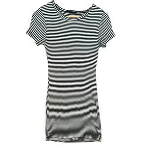 Brandy Melville Black White Cotton Stripped Ribbed Bodycon Mini T-Shirt Dress OS